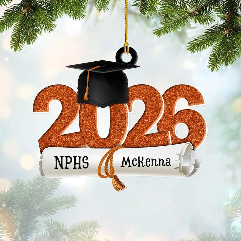 Personalized Senior 2026 Ornament, Custom Class of 2026 Ornament, High School Senior, Personalized New Student Gift, Class of Gift
