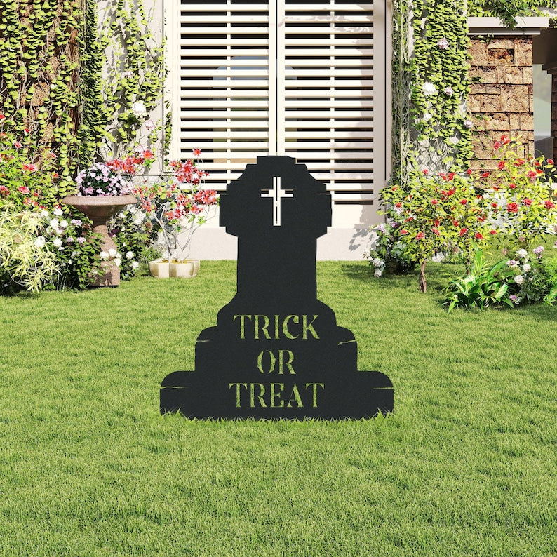 Custom Halloween Metal Tombstone Yard Stake Personalized Outdoor Decor for Lawn & Garden Halloween Pathway Decor Zombie Graveyard Sign