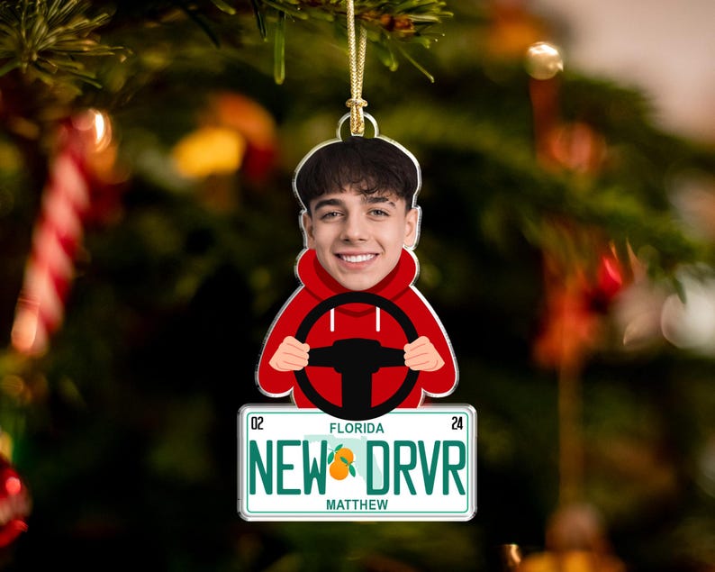 New Driver Ornament 2025, State License Ornament, Custom New Driver Photo Ornament, First Teenager Car Christmas Ornament, New Car Gift