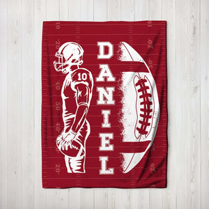 Custom Football Blanket with Name and Number, Custom Name Blanket, Football Blanket, Sports Blanket, Team Gift, Gift for him, Football Gift