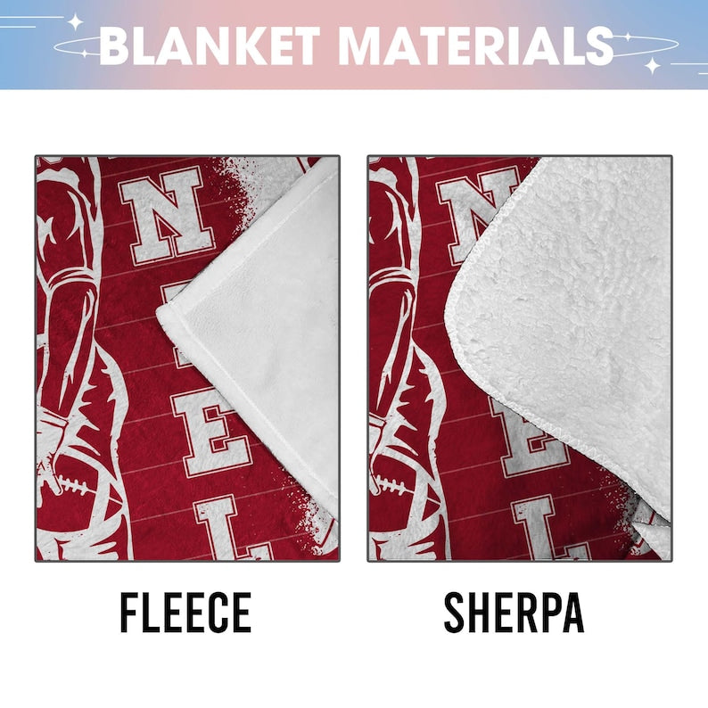 Custom Football Blanket with Name and Number, Custom Name Blanket, Football Blanket, Sports Blanket, Team Gift, Gift for him, Football Gift