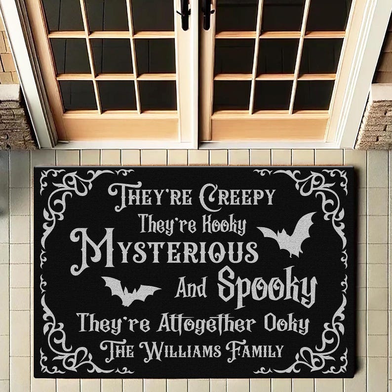 They're Creepy They're Kooky - Personalized Halloween Doormat, Welcome Home Mat, Halloween Decor, Housewarming Gift, Custom Family Name Mat