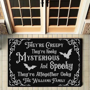 They're Creepy They're Kooky - Personalized Halloween Doormat, Welcome Home Mat, Halloween Decor, Housewarming Gift, Custom Family Name Mat