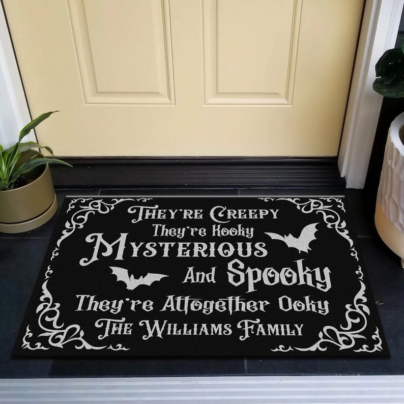 They're Creepy They're Kooky - Personalized Halloween Doormat, Welcome Home Mat, Halloween Decor, Housewarming Gift, Custom Family Name Mat