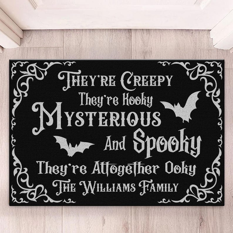They're Creepy They're Kooky - Personalized Halloween Doormat, Welcome Home Mat, Halloween Decor, Housewarming Gift, Custom Family Name Mat