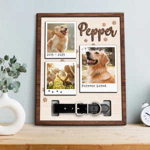 Personalized Dog Memorial Wood Frame With Collar Holder, Custom Memorial Pet Collar Sign with Photo, Dog Memorial Gifts, Dog Sympathy Gift