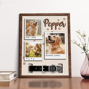 Personalized Dog Memorial Wood Frame With Collar Holder, Custom Memorial Pet Collar Sign with Photo, Dog Memorial Gifts, Dog Sympathy Gift