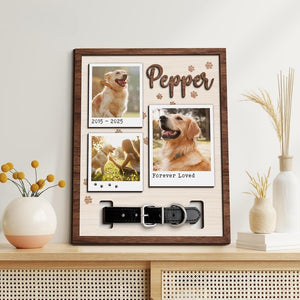 Personalized Dog Memorial Wood Frame With Collar Holder, Custom Memorial Pet Collar Sign with Photo, Dog Memorial Gifts, Dog Sympathy Gift