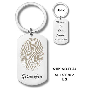 Actual Fingerprint Keychain Custom Memorial Gift Grief Gift Keyring Personalized Fingerprint Key holder Custom Fingerprint Keychain
