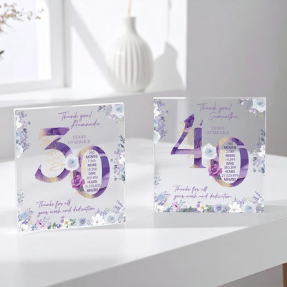 Personalized Name Retirement Gift Plaque, Custom Years of Service Acrylic Keepsake, Employee Appreciation Award, Company Anniversary Gift