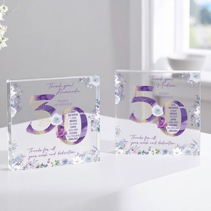 Personalized Name Retirement Gift Plaque, Custom Years of Service Acrylic Keepsake, Employee Appreciation Award, Company Anniversary Gift