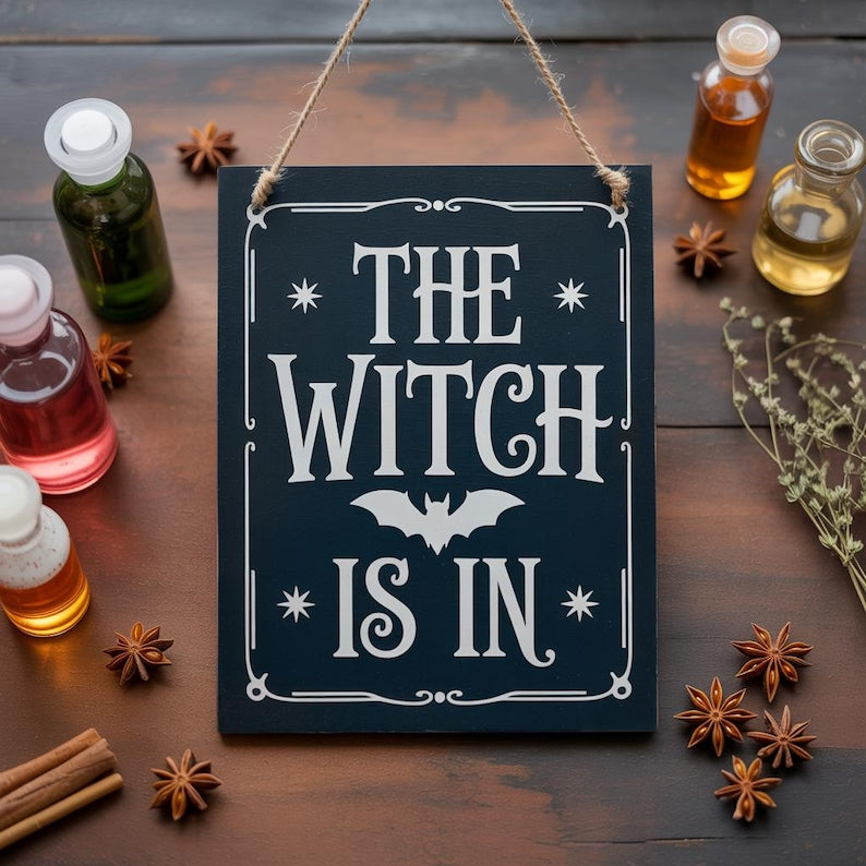 Personalized Witch In/Out Door Sign: Halloween Witchcore Decor, Halloween Gift