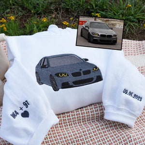 Custom Embroidered Car Hoodie, Car Photo Embroidered, Personalized Race Car Sweatshirt, Custom Car Guy Gift, Car Lover Gift for Him Husband