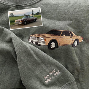 Custom Embroidered Car Hoodie, Car Photo Embroidered, Personalized Race Car Sweatshirt, Custom Car Guy Gift, Car Lover Gift for Him Husband