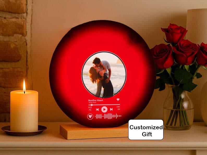 Custom Vinyl Record with Photo Personalized Song Plaque Gift for Couples, Friends Anniversary, Birthday, or Christmas Present, Married