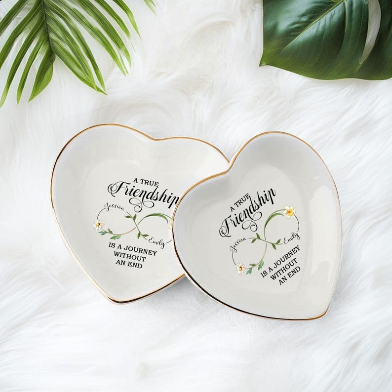 Personalized Best Friend Jewelry Dish, Birth Flower Jewelry Dish, Gift Group Friends, Friendship Ring Dish, Gift For Soul Sister Friends