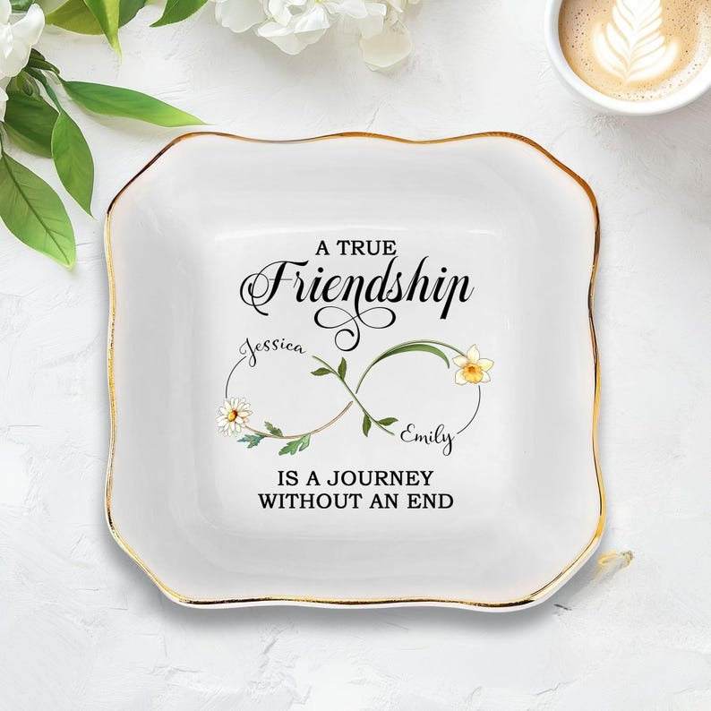 Personalized Best Friend Jewelry Dish, Birth Flower Jewelry Dish, Gift Group Friends, Friendship Ring Dish, Gift For Soul Sister Friends