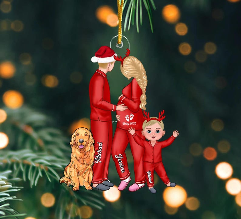 Custom Expecting Parents Christmas Ornament, Pregnancy Ornament Personalized Acrylic Ornament, Baby Arriving Ornament 2025, New Dad Gift