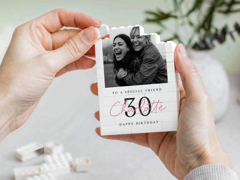 Personalised 30th Birthday Gift For Her, Best Friend Photo Keepsake, Custom Style Memory Block, Milestone Birthday Present, Photo Gift