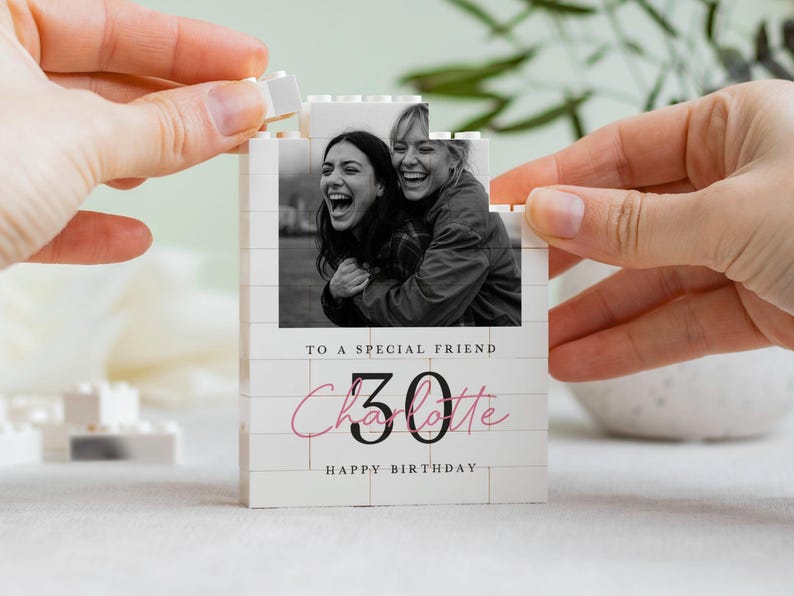 Personalised 30th Birthday Gift For Her, Best Friend Photo Keepsake, Custom Style Memory Block, Milestone Birthday Present, Photo Gift