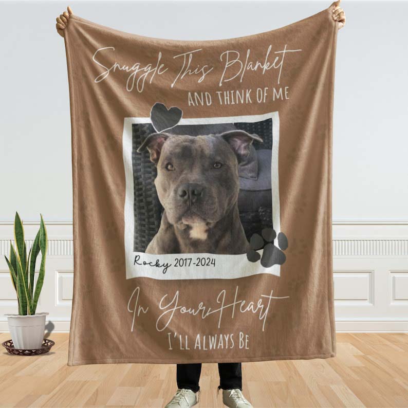 Personalized Dog Memorial Photo Blanket Gift, Pet Loss Keepsake Remembrance Gift For Dog Mom Dad Bereavement Gift, Dog Loss Pet Memory Gifts