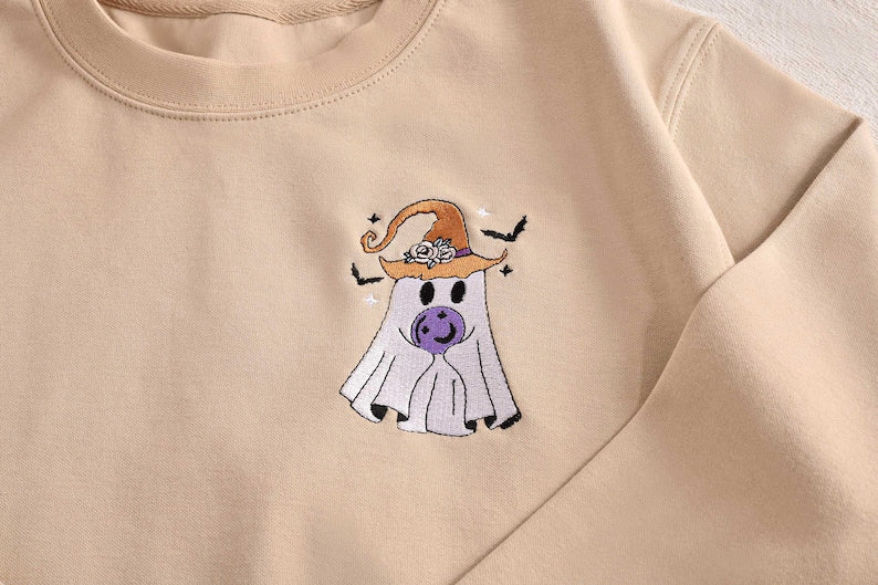 Custom embroidered ghost Halloween Sweatshirt, Cute Matching Hoodies for Halloween, Goose Halloween Sweatshirt, Cozy Spooky Season Hoodie