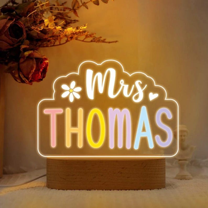 Teacher Appreciation Gift, Custom Teacher's Name Lamp, Personalized Teacher Desk Name Plate, Custom Teacher Gifts, Back to School 2025