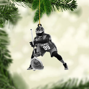 Personalized Lacrosse Goalie Acrylic Ornament, 2D Flat Ornament, Not 3D, Custom Name & Number Sports Christmas Tree Decoration