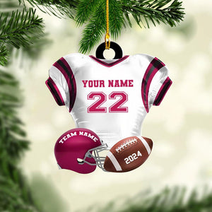 Personalized Football Jersey Acrylic Ornament, 2D Flat Ornament, Not 3D, Custom Name & Number Sports Christmas Tree Decoration