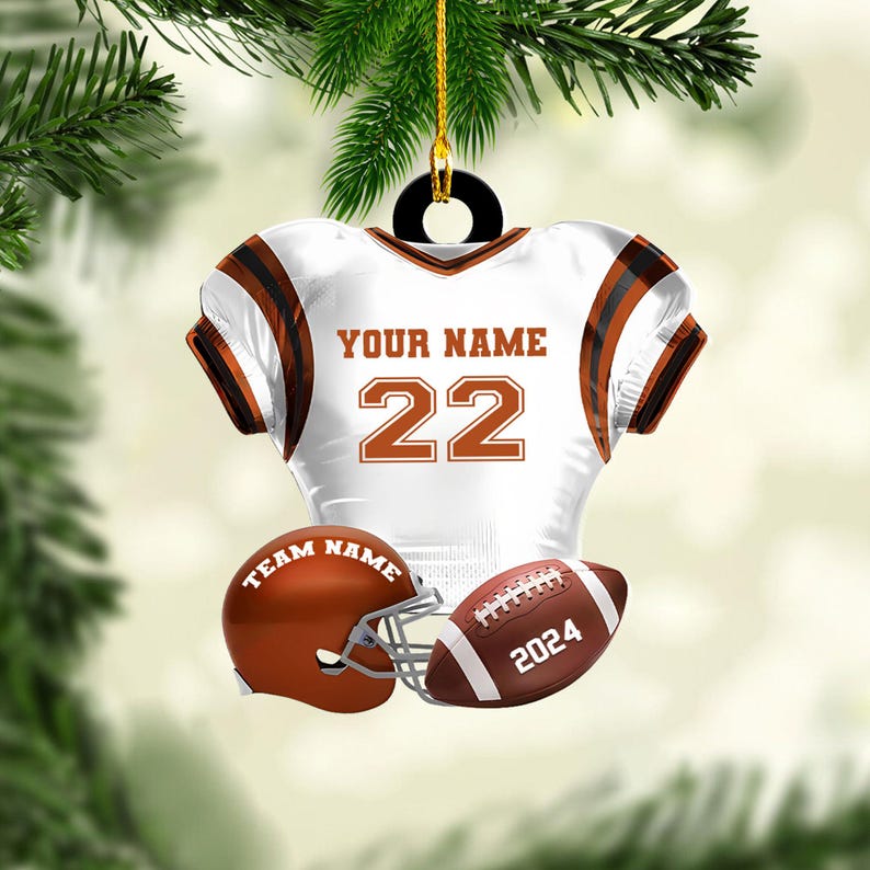 Personalized Football Jersey Acrylic Ornament Custom Name & Number Sports Christmas Tree Decoration