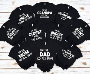 Funny Family Rules T-Shirt: Matching Family Squad Tees Christmas Family Shirt Matching Funny Christmas Party Tees, Matching Family Christmas Shirts, Funny Tops