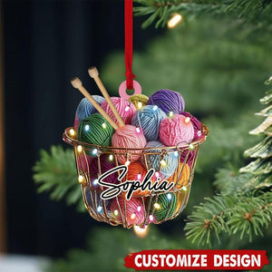 Personalized Knitting Christmas Ornament, Christmas Gift For Knitter, Custom Knitting Yarns Ornament, Knitting Lover Xmas Tree Decoration