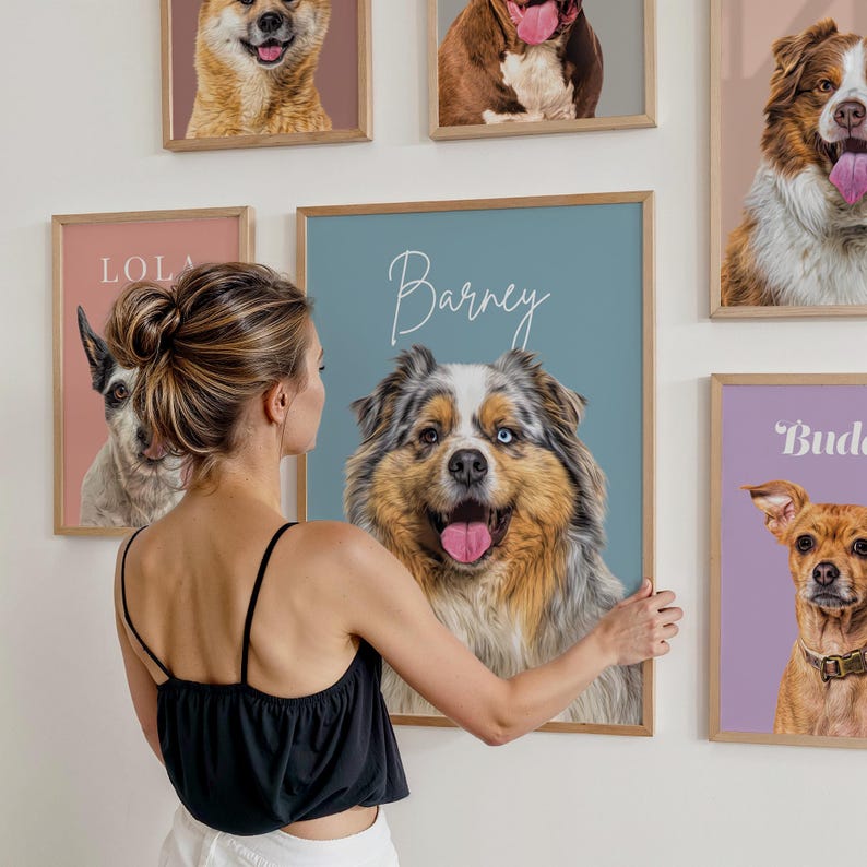 Custom Pet Portraits Using Pet Photo Personalized Digital Dog Portraits Cat Portraits Custom Dog Portraits Custom Pet Art Pet Drawing Poster