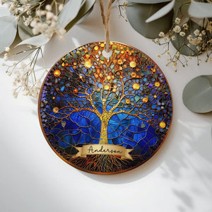 2025 Tree of Life Christmas Ornament Custom Faux Stained Glass Ornament Vibrant Sun Catcher Decor Personalized Ceramic Home Ornament