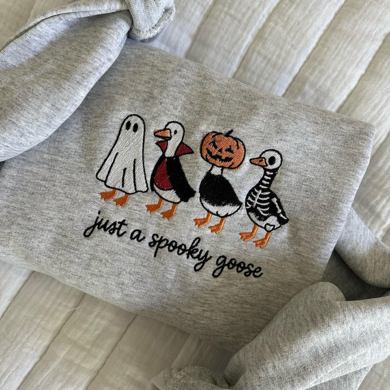 Spooky Goose Embroidered Sweatshirt Halloween Spooky Season Embroidery Geese Fall Autumn il_794xN.7128719367_rr7a.jpg