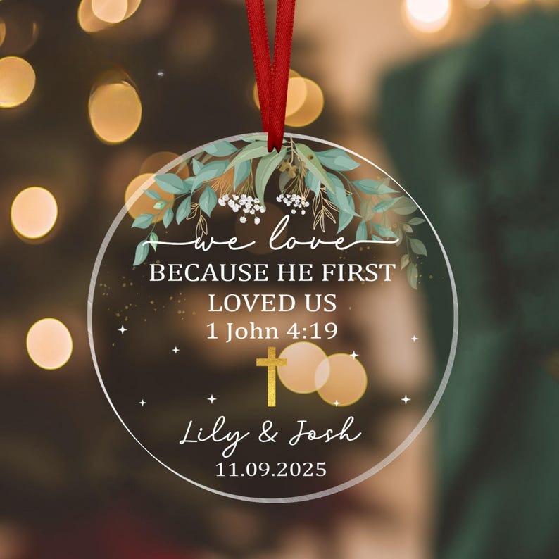 Personalized Christian Wedding Ornament, Bible Verse Ornament, Our First Christmas Ornament, Engagement Gifts for New Couple, Anniversary
