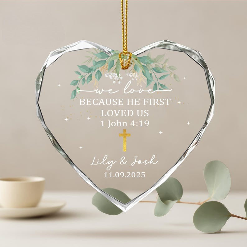 Personalized Christian Wedding Ornament, Bible Verse Ornament, Our First Christmas Ornament, Engagement Gifts for New Couple, Anniversary