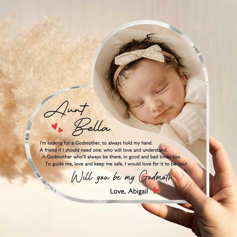 Personalized Godmother Proposal Gift, Will You Be My Godmother Gift, Acrylic Gifts For Godmother, Christening Gift, Personalized Plaque Gift