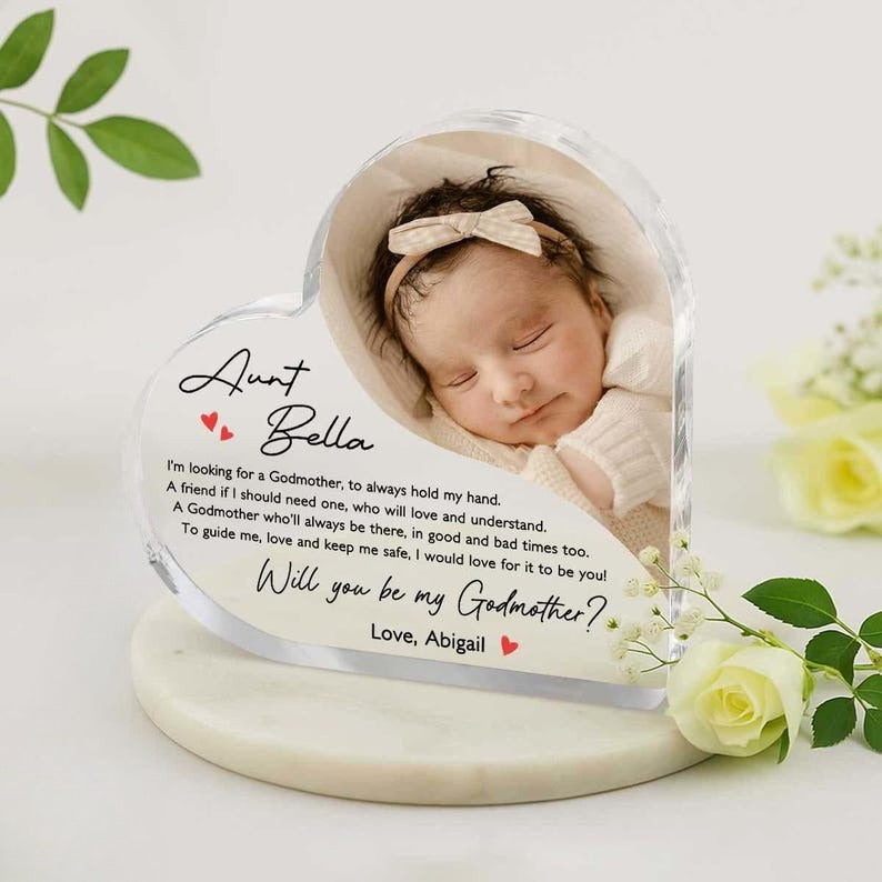 Personalized Godmother Proposal Gift, Will You Be My Godmother Gift, Acrylic Gifts For Godmother, Christening Gift, Personalized Plaque Gift
