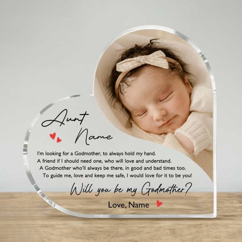 Personalized Godmother Proposal Gift, Will You Be My Godmother Gift, Acrylic Gifts For Godmother, Christening Gift, Personalized Plaque Gift