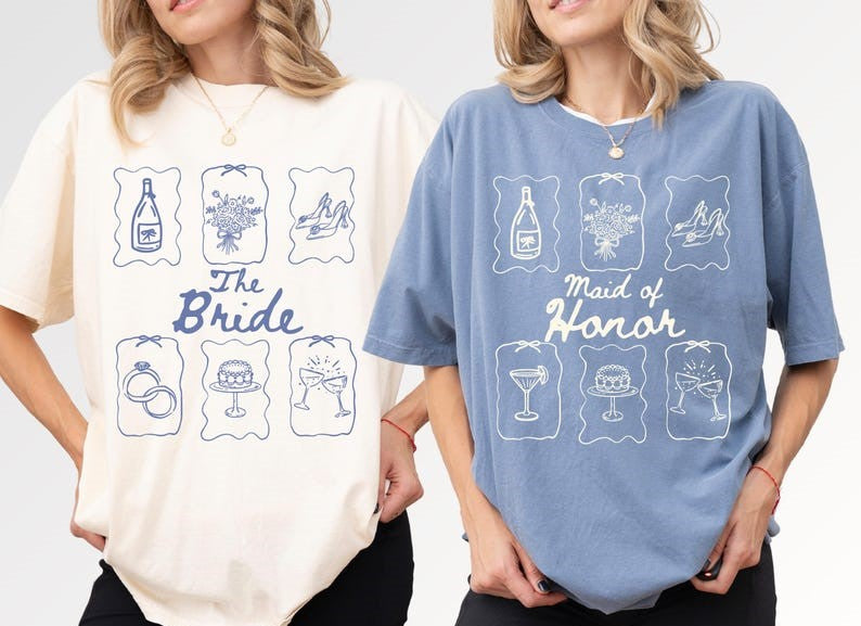 Custom Bridal Party Shirts, Personalized Bridesmaid Tees, Maid of Honor, Getting Ready Outfit, Bridesmaid Proposal Gift, Bachelorette Party