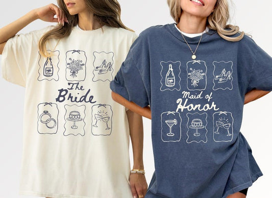 Custom Bridal Party Shirts, Personalized Bridesmaid Tees, Maid of Honor, Getting Ready Outfit, Bridesmaid Proposal Gift, Bachelorette Party