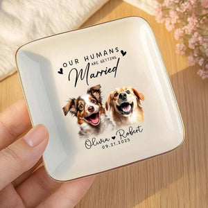Custom Pet Portrait Ring Dish, Engagement Gift For Her, My Humans Are Getting Married, Personalized Dog Portrait Jewelry Trinket Dish