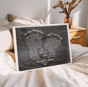 Personalized Daughter And Son In Law Wedding Gift, Gift For Daughter On Wedding Day, Gift For Groom From Mother Of Bride, Wedding Wall Art