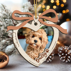 Personalized Pet Portrait Photo Ornament, First Christmas Ornament Gift for Pet Lover Gift, Custom Forever Loved Memorial Dog Cat Ornament