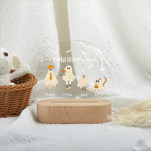 Personalized Night Lamp With Name, Custom Halloween Night Light, Halloween Ghost Family Lamp, Funny Halloween Gifts, Halloween Home Decor