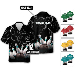 Custom Lightning Strike Bowling Shirt, Personalized Team Uniform, Player Name