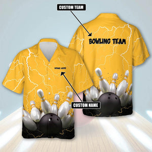 Custom Lightning Strike Bowling Shirt, Personalized Team Uniform, Player Name