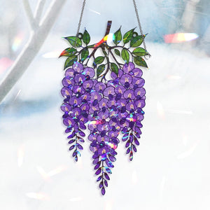 Wisteria Art Acrylic Suncatcher, Elegant Botanical Window Hanging, Light-Reflecting Spring Decor, Perfect Gift for Plant Lovers, for Mom