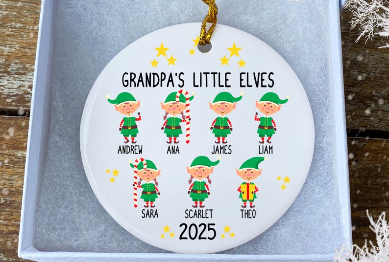 Grandpa's Little Elves Ornament, Grandpa Christmas Ornament, Personalized Grandkids Names, Grandpa Ornament, Gift For Grandfather